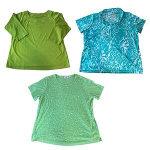 Susan Graver &‎ Quacker Factory Tops Womens Sz. 1x Lot of 3 Granny Core Blouse